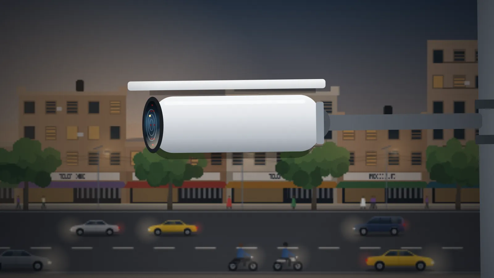 Caméra de vidéoprotection surveillant une avenue de Bamako